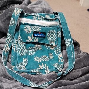 Kavu Teal Pineapple Messenger Crossbody